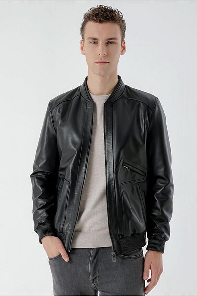 Morven Men's Black Toledo Elastic Leather Coat