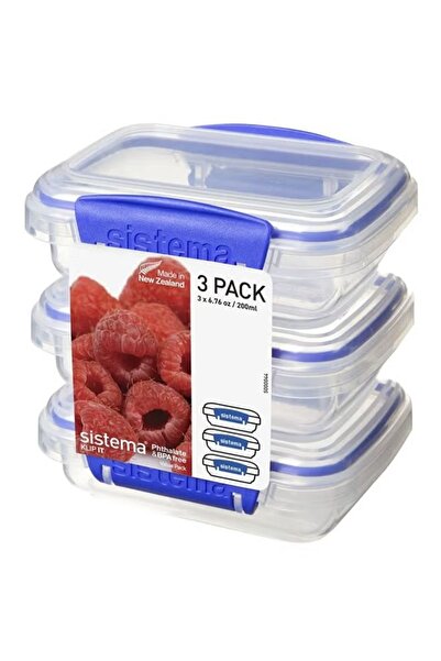 Sistema 3-Piece Plastic Food Storage Container Set – Clear/Blue – 4.5x3.5x4.5...