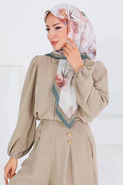 TOFİSA Patterned Bamboo Shawl Khaki - 27521