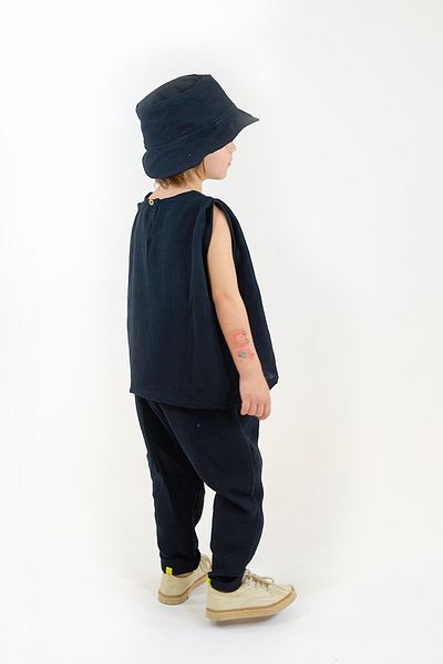 Catz Kids Boy's Black Muslin Pants + Black Muslin Sleeveless T-Shirt