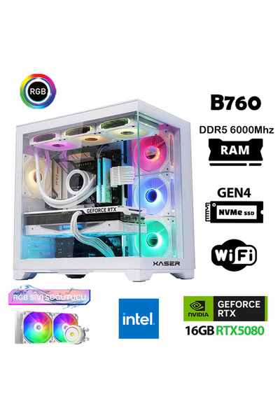 XASER Velox X420 i7 14700f 32GB DDR5 Ram 1TB M.2 NVMe SSD 16GB RTX5080 Masaüs...