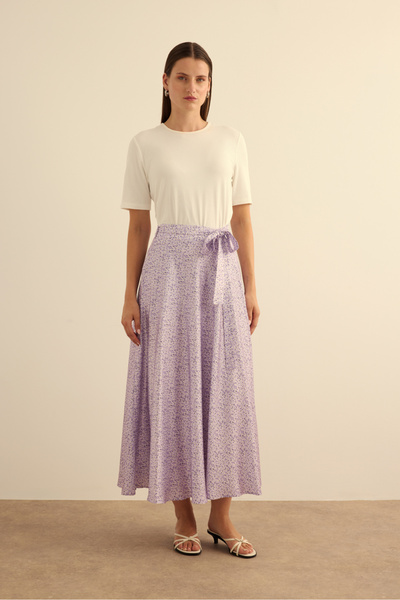 Aker Çıtır Çiçek Desen Kloş Etek