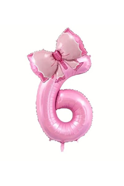 ALYA PARTİ 6 Yaş Rakam Folyo Balonlu Kurdele Folyo Balon Doğum Günü Seti