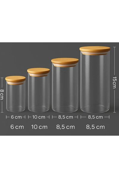PAMPA Bambu Kapaklı Cam Kavanoz Seti 4’lü – Yüksek Isıya Dayanıklı Borosilika...