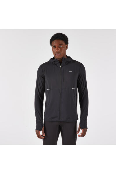 Decathlon Kiprun Men's Running Raincoat - Black - Kiprun Run 100 Warm