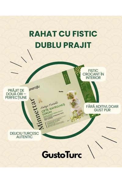 Şekeroğlu Turkish Delight cu Fistic Dublu Prajit 300 Gr.Sekeroglu