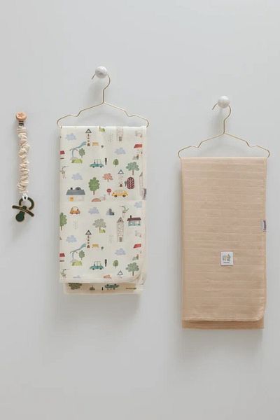 Caramell Baby Boy Blanket - Muslin Cover - Pacifier Hanger Set