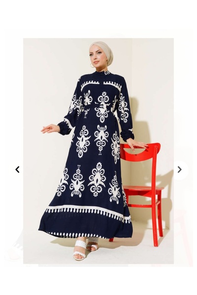 ZENNE MODA Tesettür viskon elbise etnik desen
