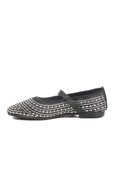Aspor Black Stone Textile Women's Ballerinas