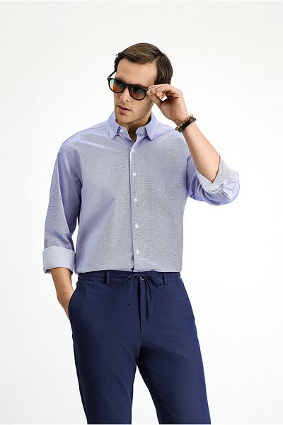 Kiğılı Long Sleeve Classic Patterned Cotton Shirt