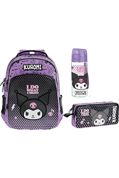 kuromi مجموعة حقيبة مرخصة أصلية + زجاجة مياه + حامل قلم I-5