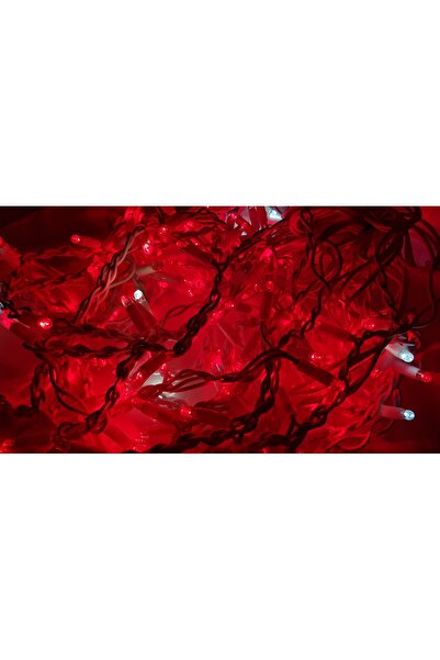 SDX Market Instalație de Crăciun, franjuri FLASH roșii de 8 m, 176 LED-uri, f...