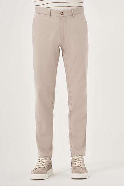 Morven Men's Stone Summer Cotton Side Pocket Slim Fit Chino Pants
