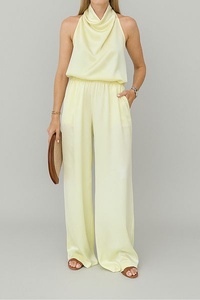 My Blog Yellow Satin Blouse Pants Suit - 304900