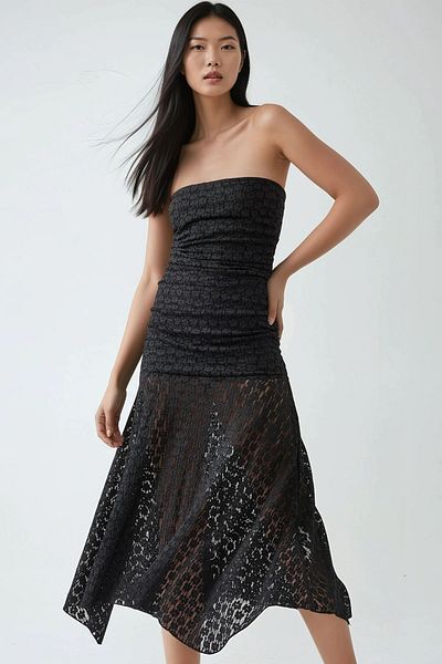 Hiccup Strapless Lace Midi Dress