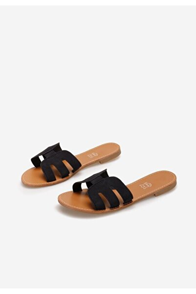B T Shoes Black Strina flat slippers