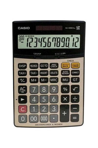 Casio 12-Digit Check Calculator – Dual Color White/Black – Large Display & Easy Function