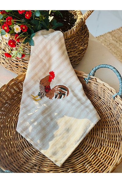 HOME OF BLOSSOM Embroidered Linen Kitchen Cover / Cloth / Oven Cover