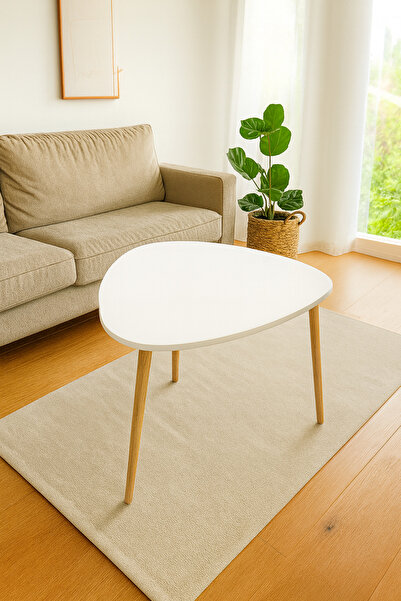 PEKA Dekoratif Üçgen Orta Sehpa Ahşap Ayaklı Şık Tasarım