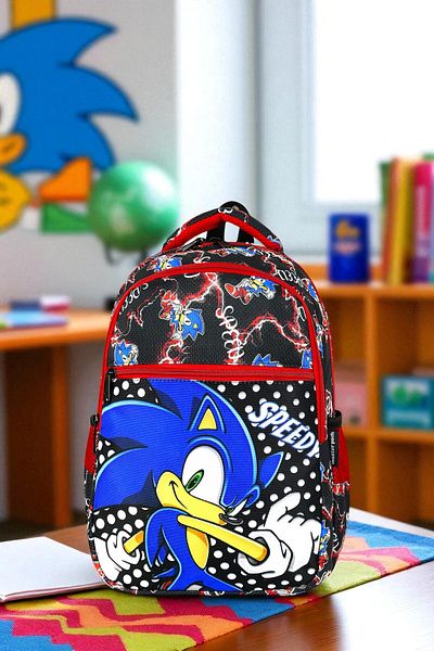 Shopiolog Primary School Bag Male Neon Character Nutrition Backpack Orthopedic Waterproof 3 Compartments with Water Bottle