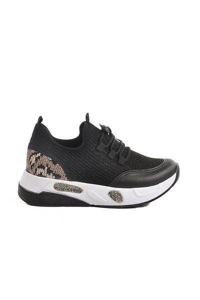 Aspor Black Lace-Up Women's Sneakers