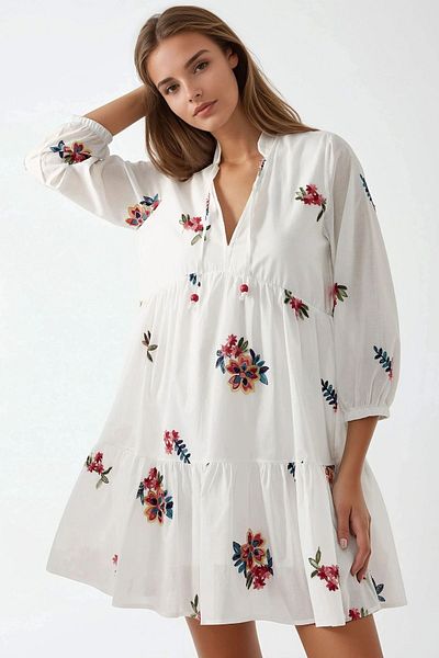 Hiccup Patterned V-Neck Mini Dress