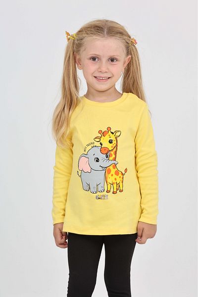 Toontoy Girl's Giraffe Elephant Printed Sweatshirt