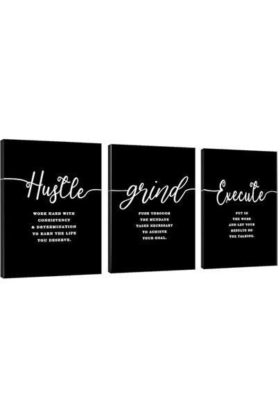 Generic مجموعة من 3 مطبوعات فنية جدارية كبيرة الحجم من قماش أسود مؤطر من BPA®...