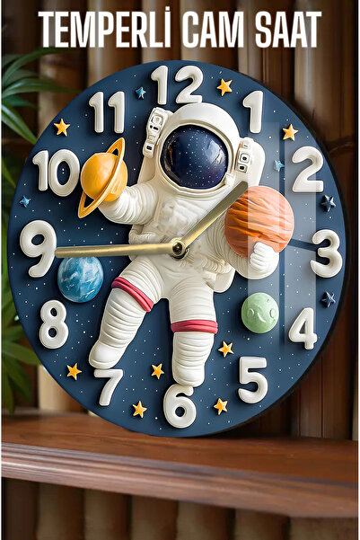 kutuTR Uzayın Derinliklerinden Odalarınıza! 3D Görünümlü Temperli Cam Saat – 33 cm CSDW011