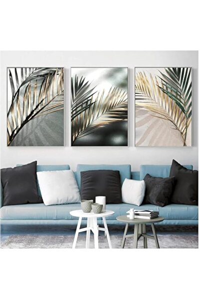 Generic لوحة قماشية نباتية من أوراق النخيل الذهبية من BPA®، ملصق فني جداري إس...