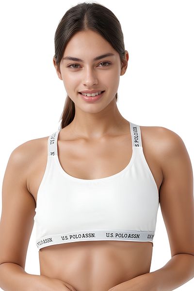 U.S. Polo Assn. Women's Cotton Cross Strap Sports Bustier - Comfortable Fit