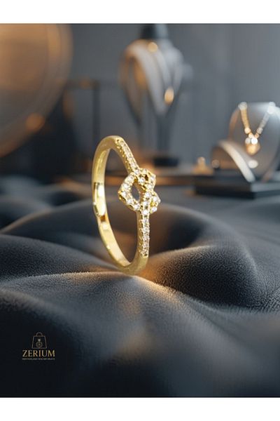 ZERİUM Minimal Stone Elegant Heart Ring