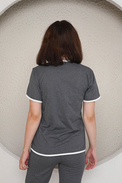 LXL Women's Short Sleeve Gray Pajama Set