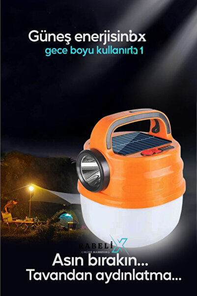 Rabelix Online Marketing 50 Watt Çift Işıklı El Feneri Güneş Enerjili ve Şarj...