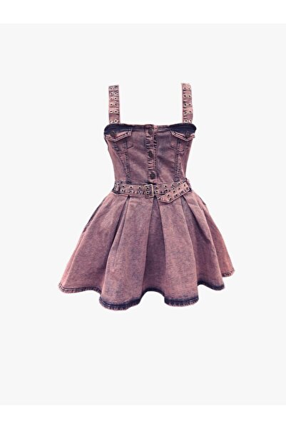 Rocky girl Mor yıkama kuşgözü tasarım elbise