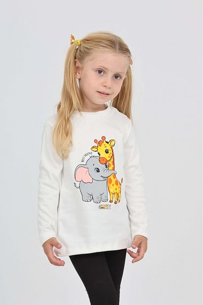 Toontoy Girl's Giraffe Elephant Printed Sweatshirt