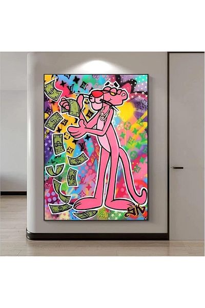 Generic BPA Art Pink Panther Canvas Painting Colourful Posters And Prints Street Wall Art Pictures For Livi