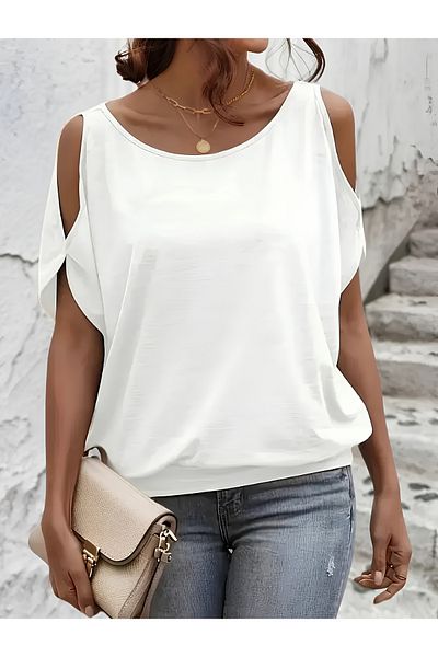 StilVibe Casual Off-The-Shoulder Lace-Up Blouse for Women