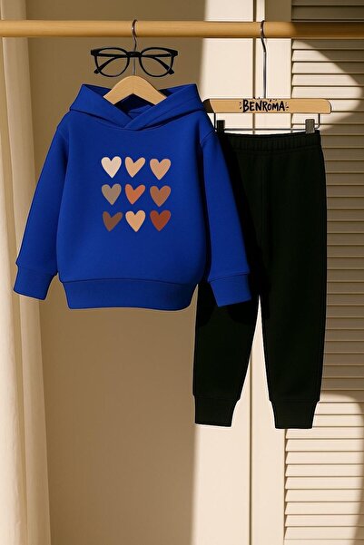 DM DOLCE MORE طقم رياضي للأطفال مطبوع عليه قلب صفوف من 3 خيوط