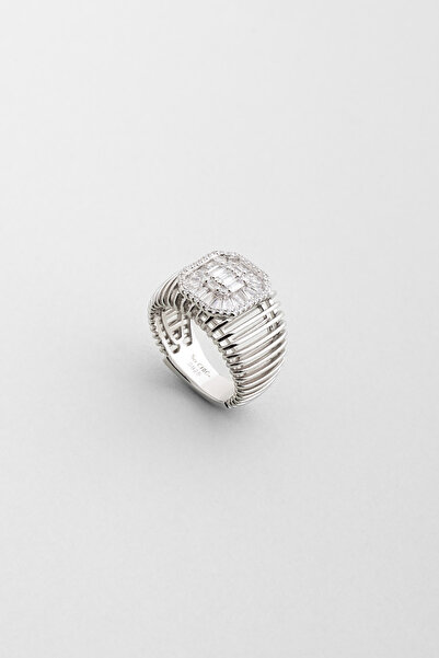 So CHIC... Chloe 18 Ayar Beyaz Altın Kaplama Gümüş Baget Yüzük