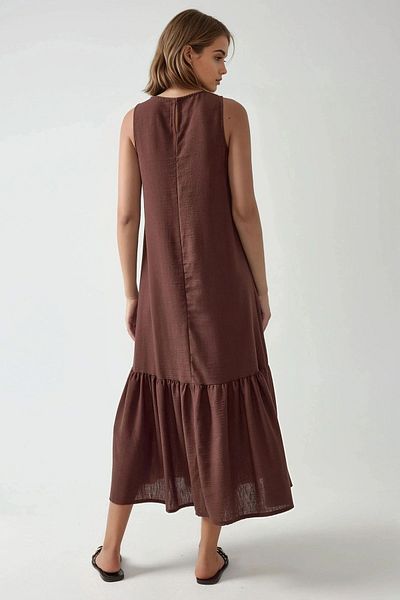 Hiccup Round Neck Sleeveless A-Form Fit Long Dress