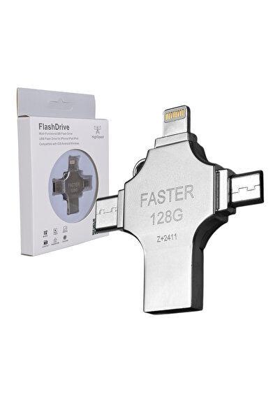 Rabelix Online Marketing 128 Gb 4 in 1 Compatible with All Devices Flash Memory USB 3.0 Type C Microusb Lightning Port