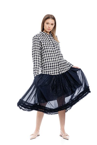 RVL Navy blue veil skirt with blade inserts