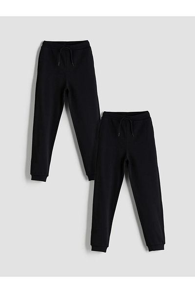 LC Waikiki Lcw Kids Black Elastic Waist Girls Jogger Tracksuit Bottom 2-Piece
