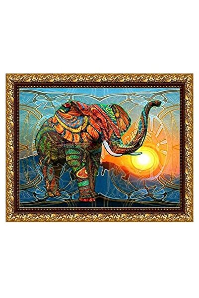 Generic مجموعة لوحة ماسية خماسية الأبعاد DIY، ماسية كاملة، حيوان ملون، فيل، ت...