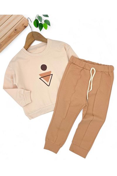 VOY KİDS Boys' Printed 2-3-4-5-6 Years Old Seasonal Bottom Top Tracksuit Set, Grassland Tracksuit Bottom and Sweatsht