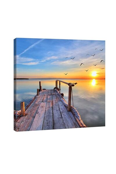 Generic لوحة فنية من قماش جيكلي للمناظر البحرية، مكونة من 4 قطع مشدودة ومؤطرة...