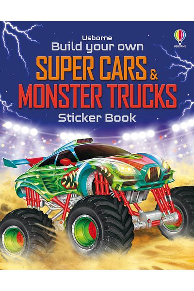 Usborne Children's book, Usborne, Build Your Own Super Cars and Monster Trucks Sticker Book, 5+ years