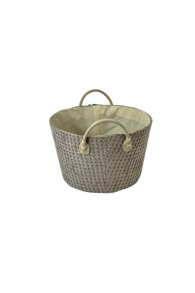 Germag Round Textile Storage Basket with Handles – 27×21 cm, Dark Gray, Ideal for Modern Organization