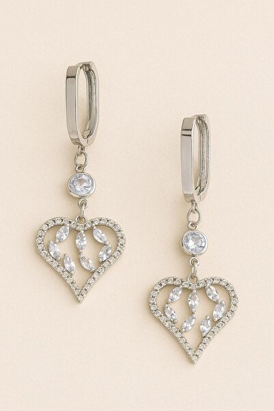 skycott Heart Shaped Stone Dangle Earrings